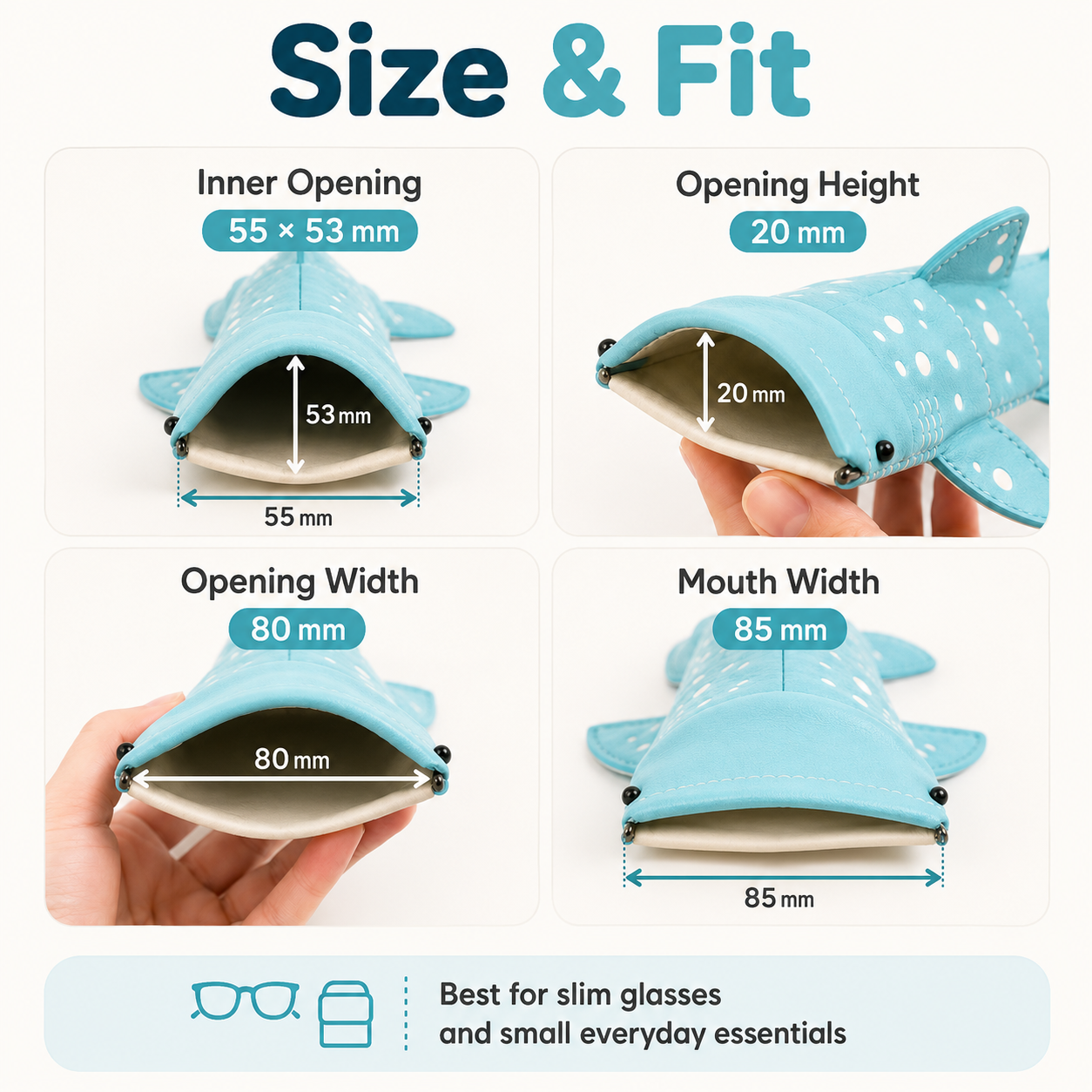 ✨🦈 Cute Whale Shark Wide-Mouth Glasses Case – Clip-On Eyewear & Essentials Pouch ✨