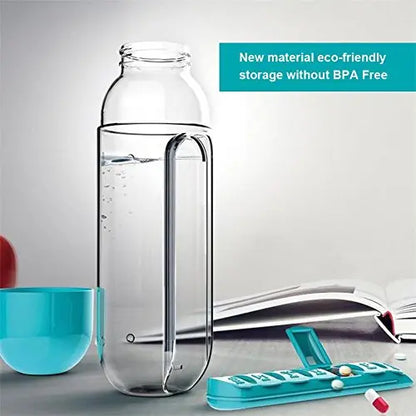 💧 2-in-1 Water Bottle & 7-Day Vitamin Organizer — 600ml
