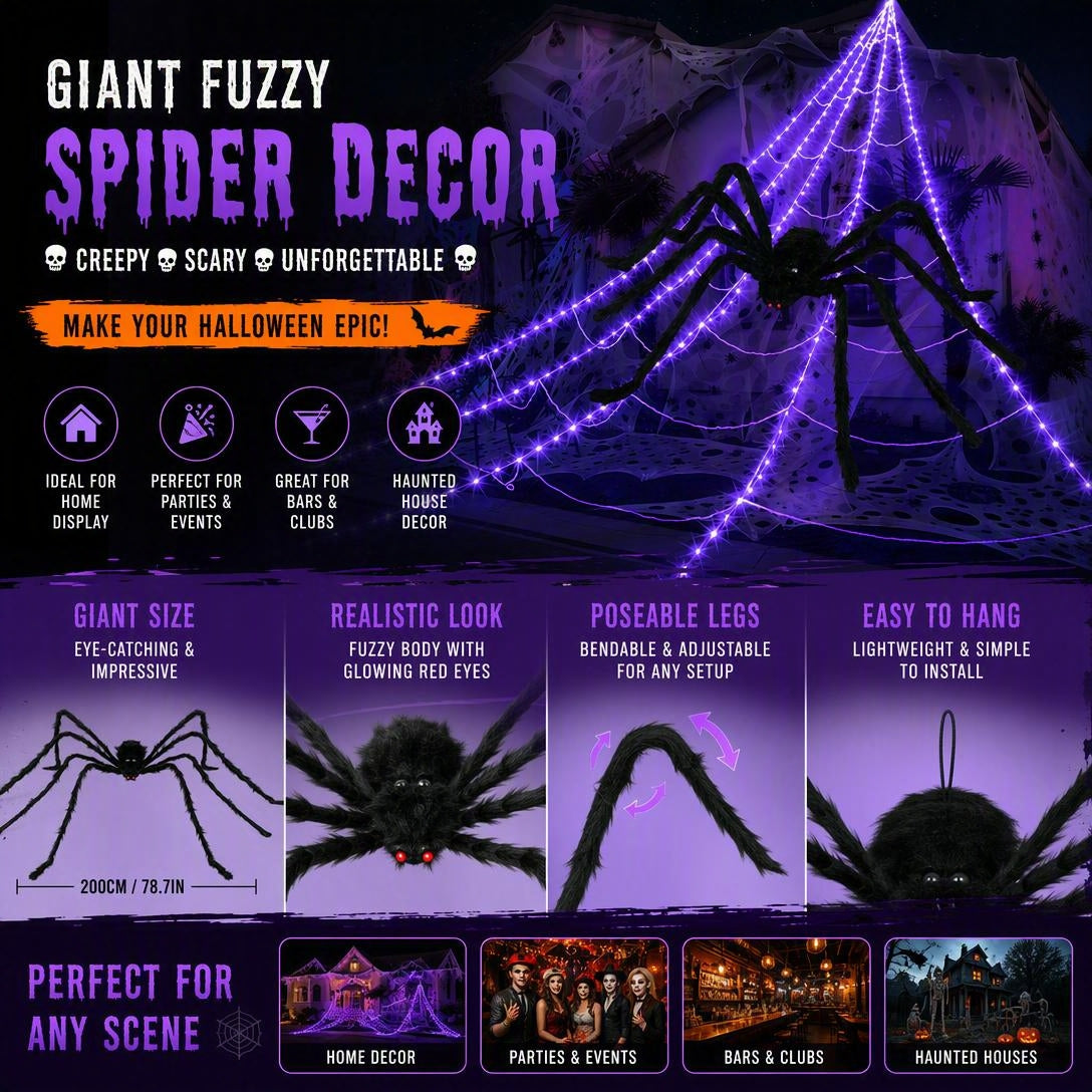 🎃🔥 Halloween Hot Sellers 👻🕷️Halloween glowing spider web lights--🥰