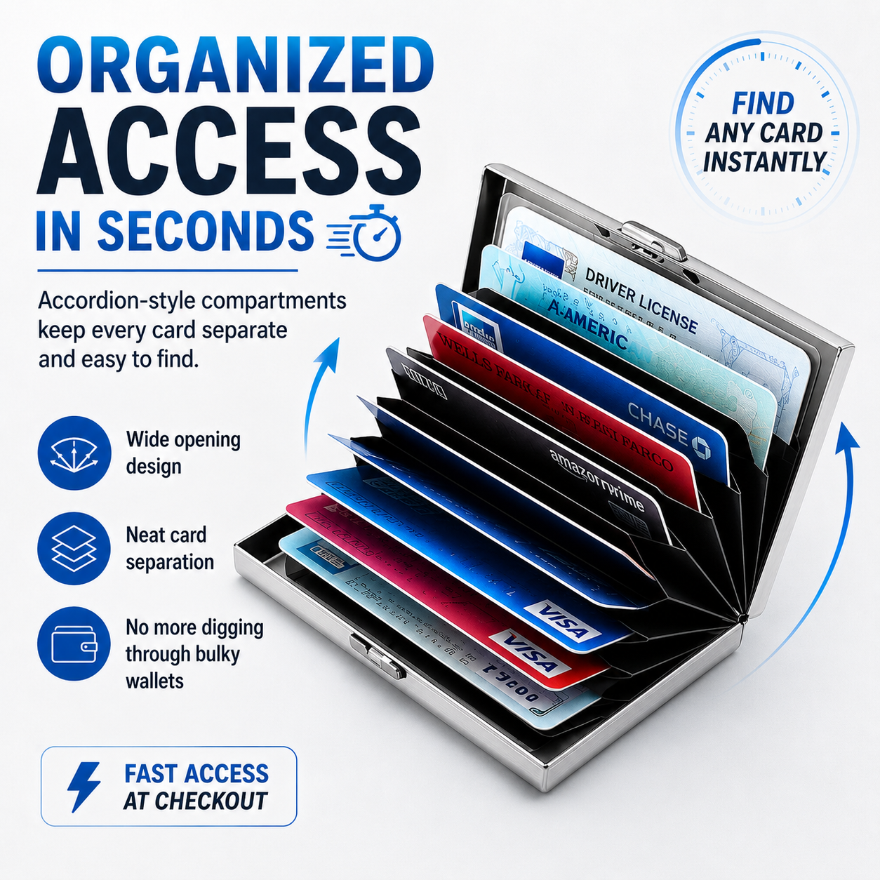RFID Blocking Metal Card Holder – Slim Stainless Steel Wallet, 6/8/10 Slot