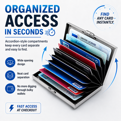 RFID Blocking Metal Card Holder – Slim Stainless Steel Wallet, 6/8/10 Slot