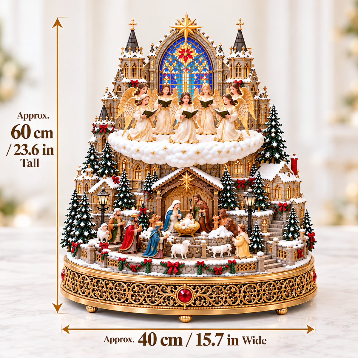 🔥 LAST DAY 49% OFF 🔥 Heavenly Angel Choir | Lighted & Rotating Christmas Nativity Village