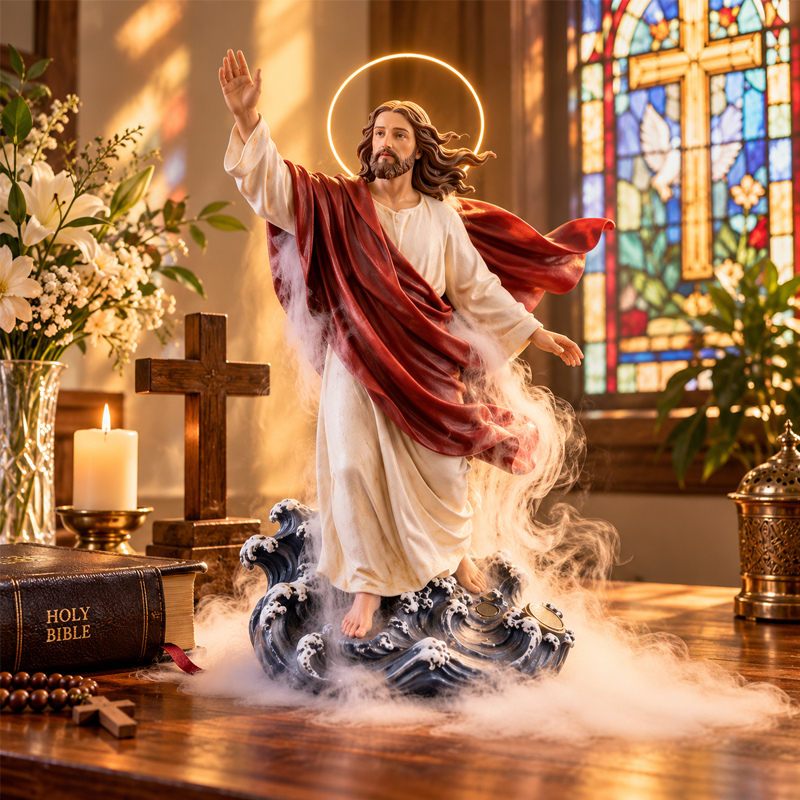 🕊️ Jesus Walking on Water Backflow Incense Burner – Spiritual Prayer Table Decor!