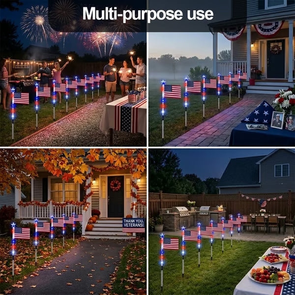 🔥250th Independence Celebration: 49% OFF🔥8 Solar American Flag Pathway Lights💫