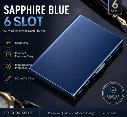 RFID Blocking Metal Card Holder – Slim Stainless Steel Wallet, 6/8/10 Slot