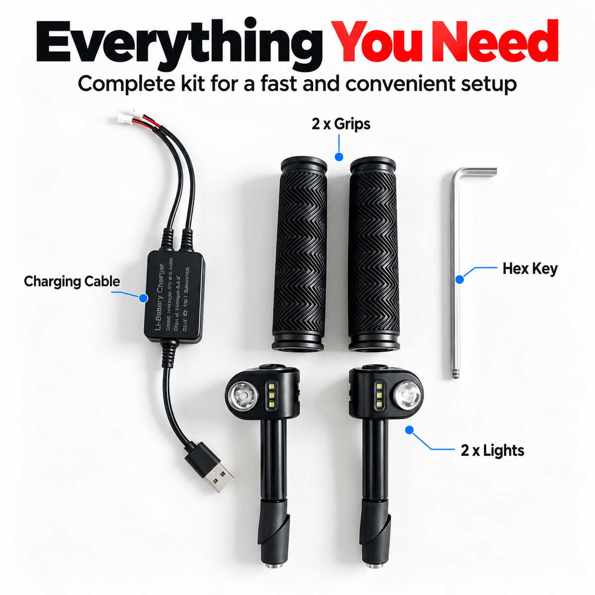 🚴Bike Bar-End Safety Lights (Pair) | USB Rechargeable, Front & Rear Visibility, Hidden Mount