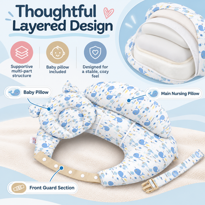 👶 Ergonomic Nursing Pillow 🍼 Hands-Free Feeding Cushion with Adjustable Strap & Baby Pillow