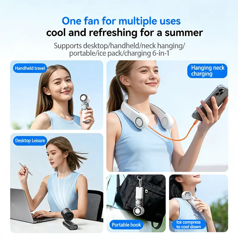 7-in-1 Portable Cooling Fan with Emergency Phone Charger Power Bank