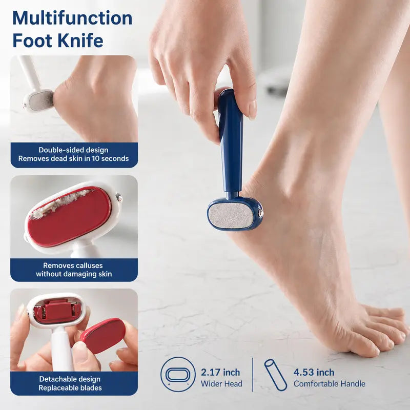 Dual‑Sided Foot Callus Remover, Replaceable Stainless Steel Blade Foot Scraper