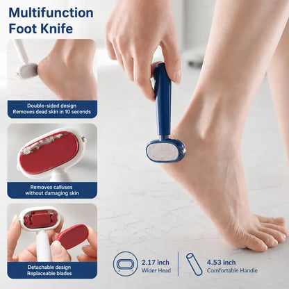 Dual‑Sided Foot Callus Remover, Replaceable Stainless Steel Blade Foot Scraper