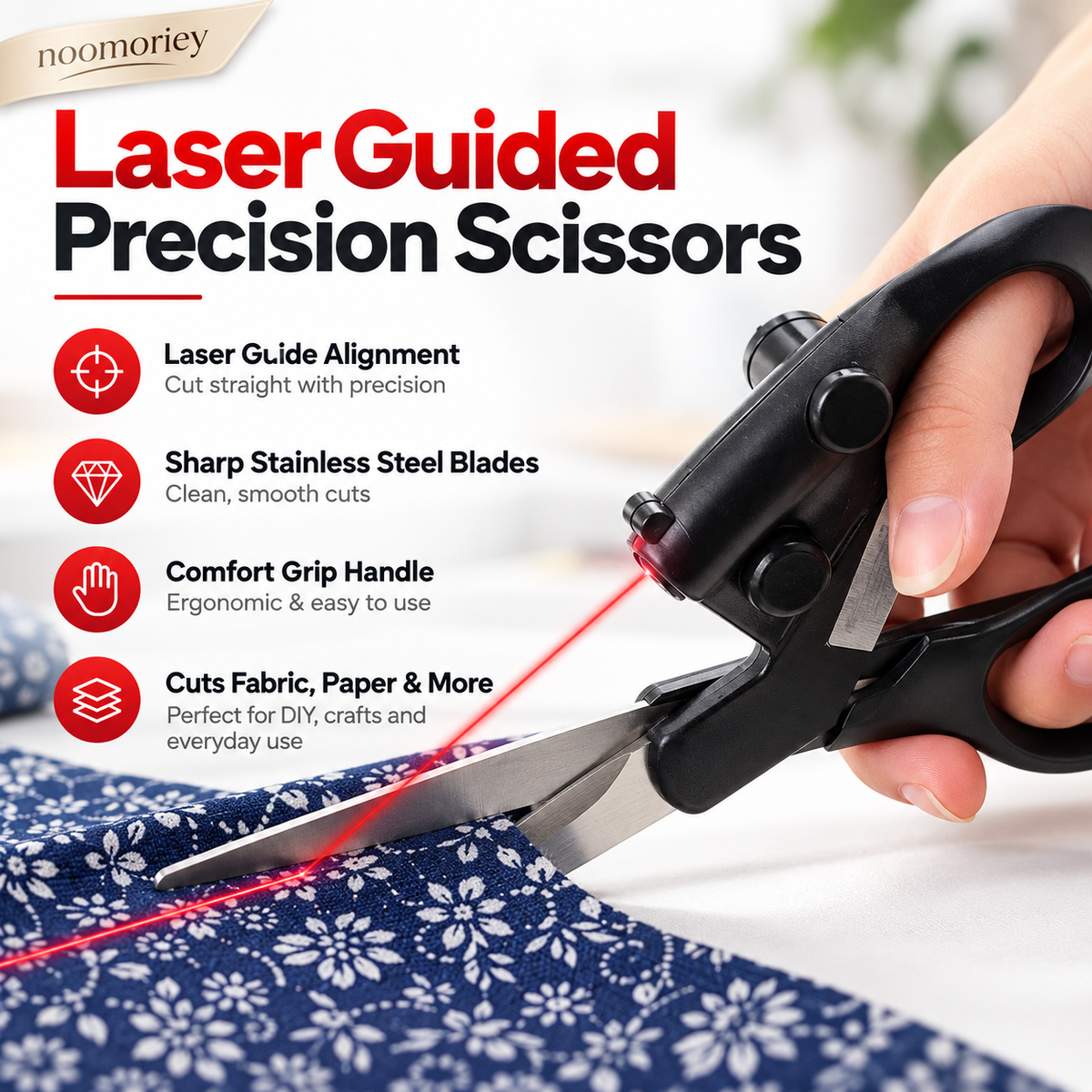 Laser Guided Sewing Scissors – Multi-Purpose Scissors with Infrared Cutting Guide