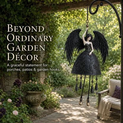 🖤 Dark Angel Gothic Wind Chime | Dramatic Black-Wing Garden Accent with Gentle Chimes for Porches, Patios, Balconies & Year-Round Gothic Décor 🪽