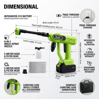 Cordless Portable Washer-1800 PSI Battery Powered Portable Pressure Washer Cordless with 6-in-1 Nozzle