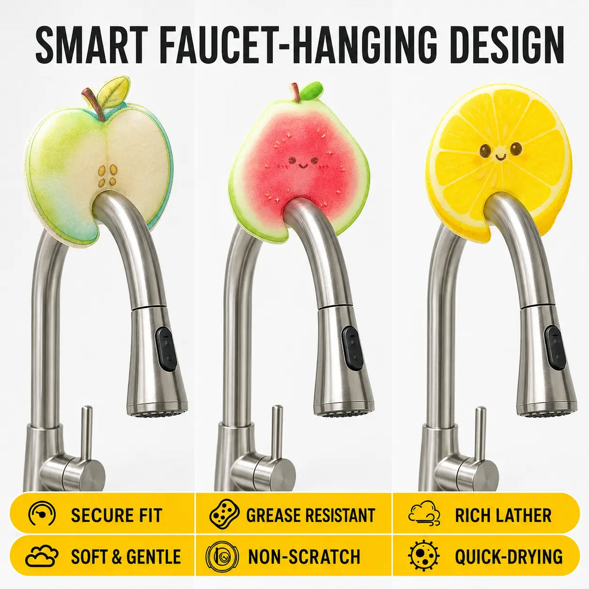 🍎 50% OFF  Fruit-Shaped Expandable Sponges – Cute Cellulose Kitchen Cleaning Set