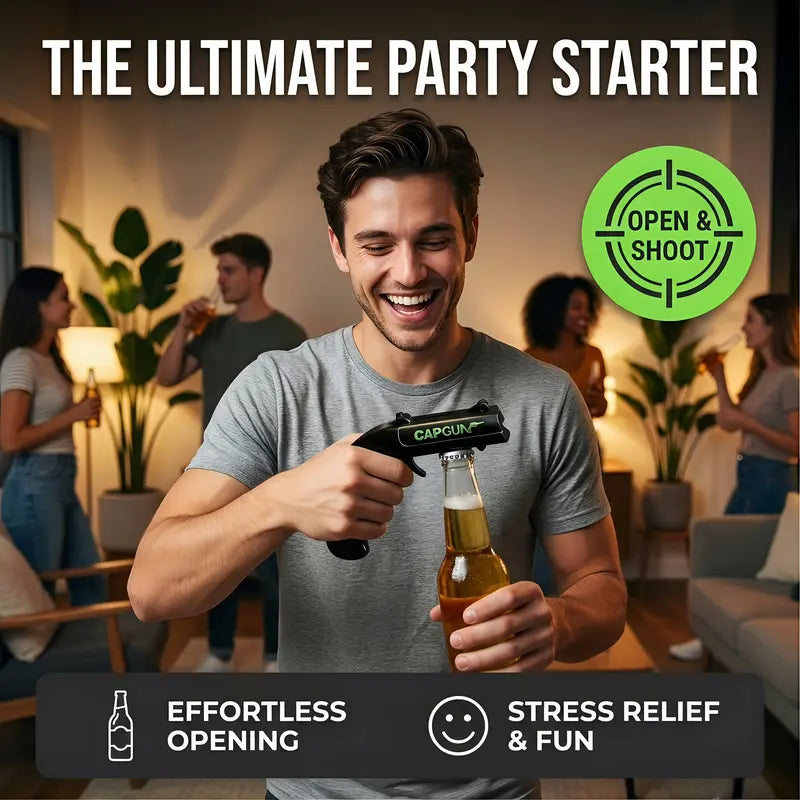 Stainless Steel & ABS Plastic Spring Mechanism Bottle Cap Opener