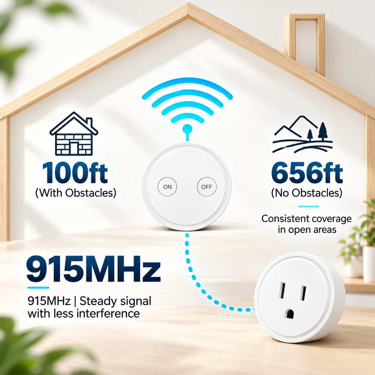 RF Wireless Remote Outlet – No App, No Wi-Fi, Magnetic ON/OFF Switch