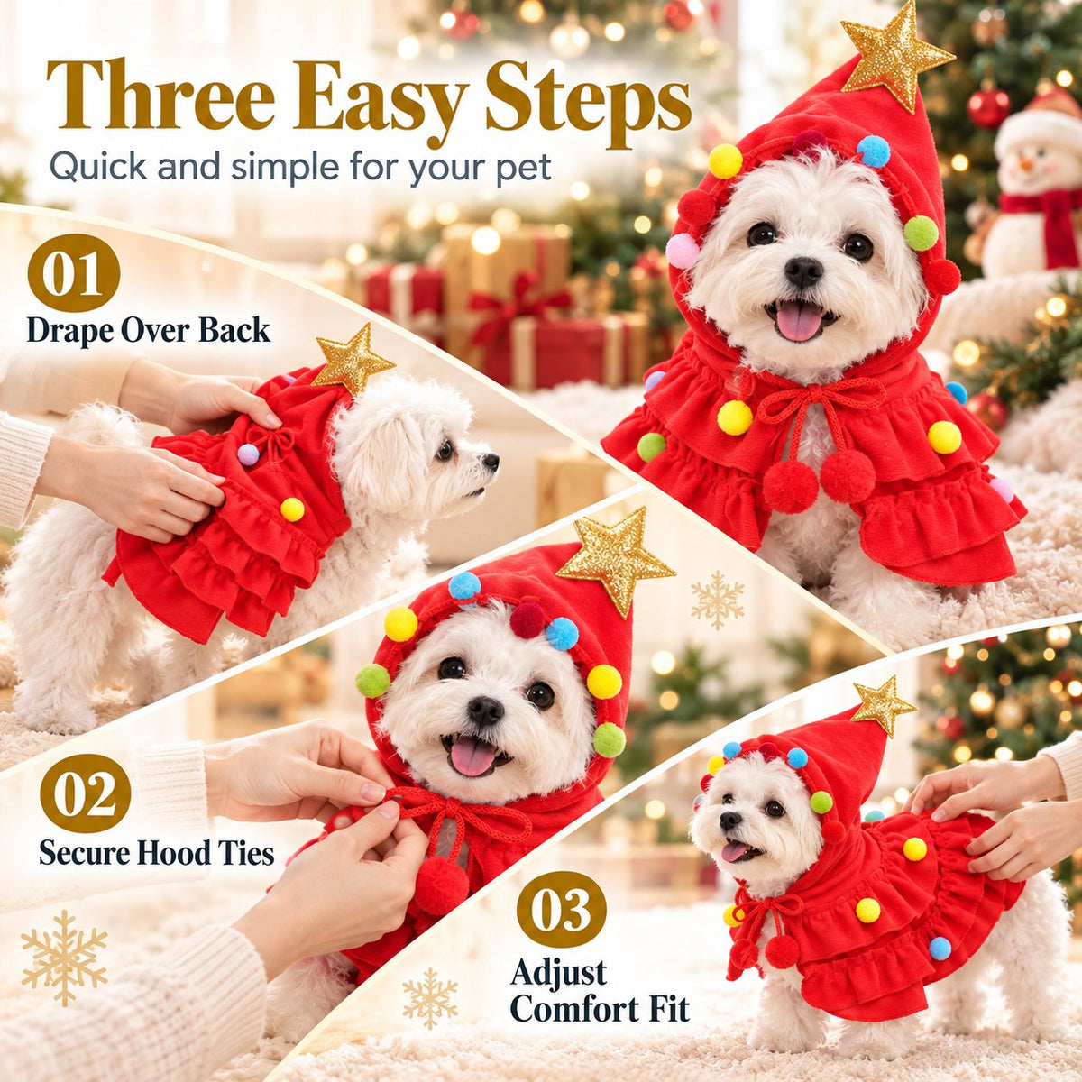 🐶🎄Christmas Tree Pet Cloak Costume for Dogs and Cats