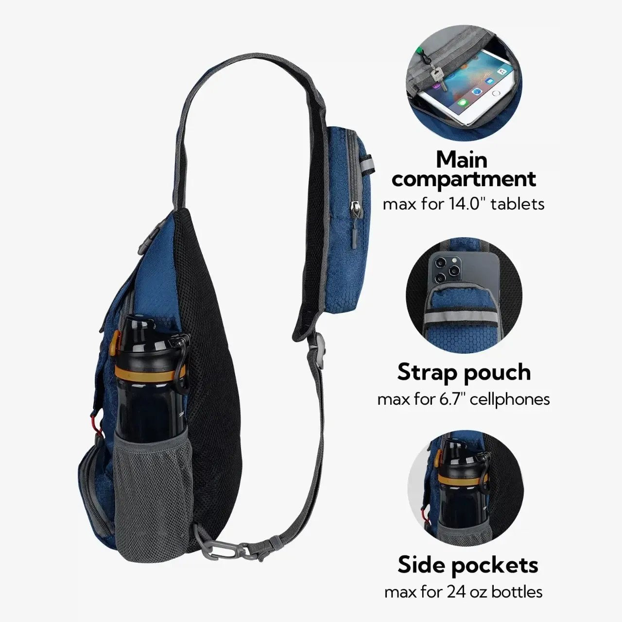🎒Packable Small Crossbody Sling Backpack with Side Pouch