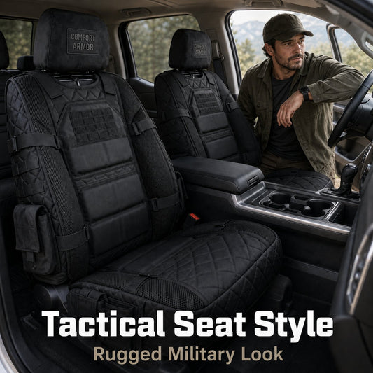 🎖️ Military‑Style Auto Seat Protectors｜Universal Fit Heavy‑Duty Cushion For Long‑Drive Vehicle Owners