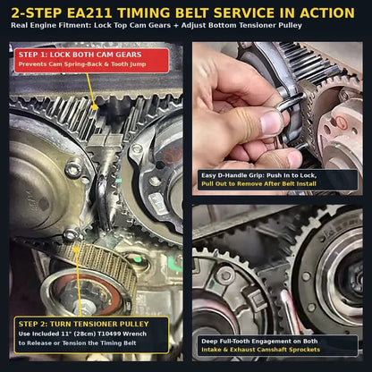 EA211 Camshaft Timing Gear Locking Tool with Free 11' T10499 Belt Tensioner Wrench