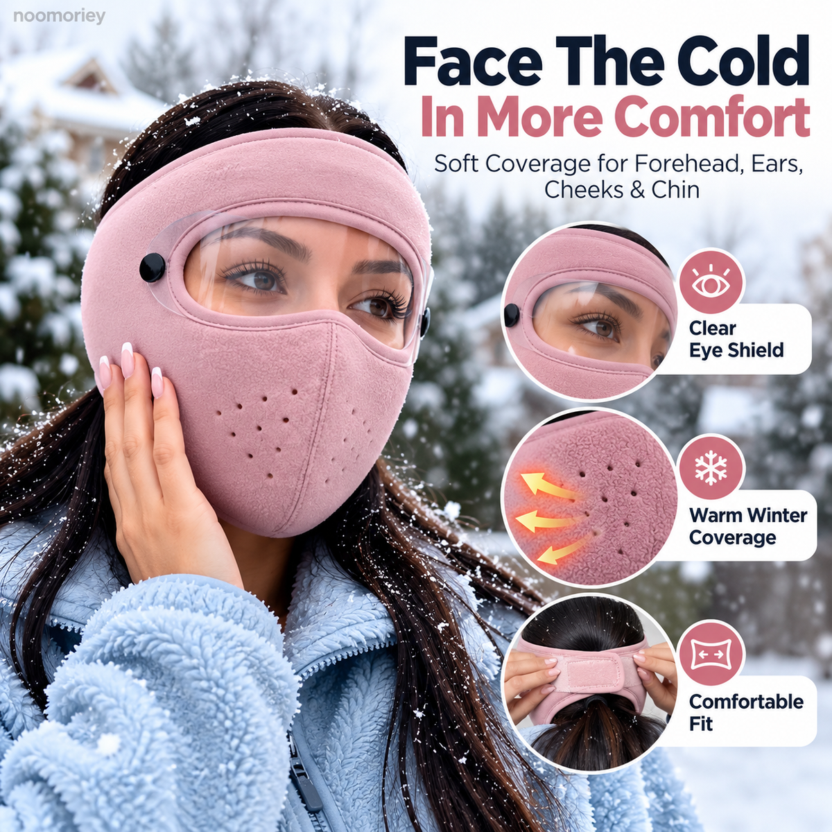 ❄️ Winter Face Cover with Clear Eye Shield – Adjustable Cold Weather Balaclava