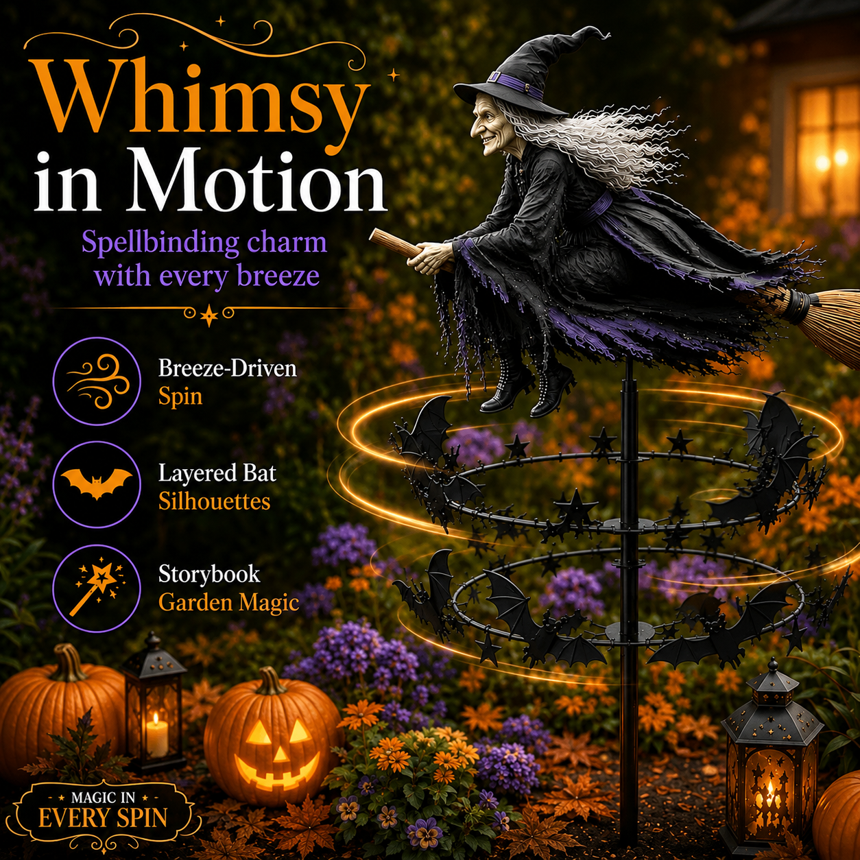 Halloween Early Bird Special🧙‍♀️ The Enchanted Witch Garden Wind Spinner