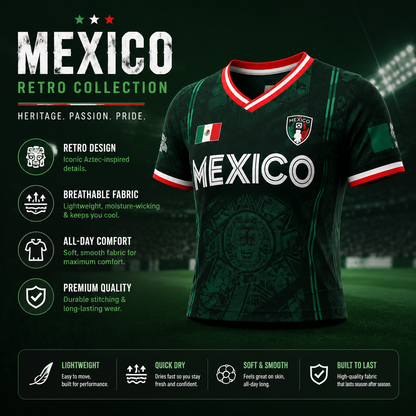 Women's Green V-Neck Football Jersey - Aztec Calendar Pattern Short-Sleeved Fan Top for 5th May Holiday Season