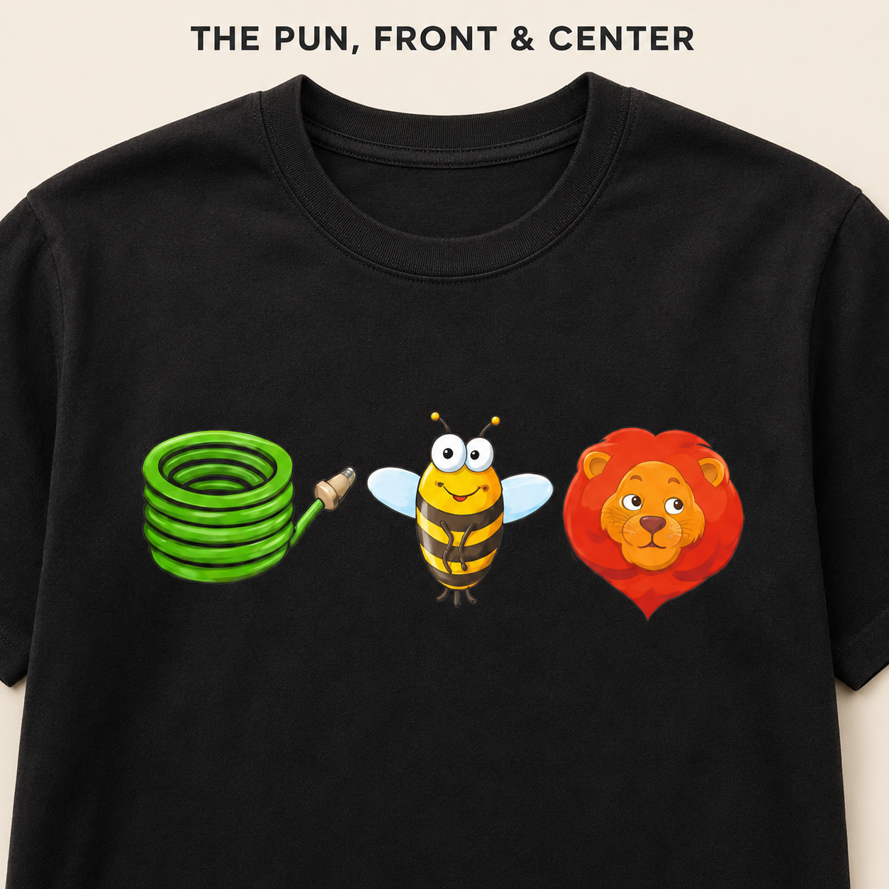 The Hose Bee Lion Tee – Funny Animal Cartoon Unisex Short Sleee T-Shirt