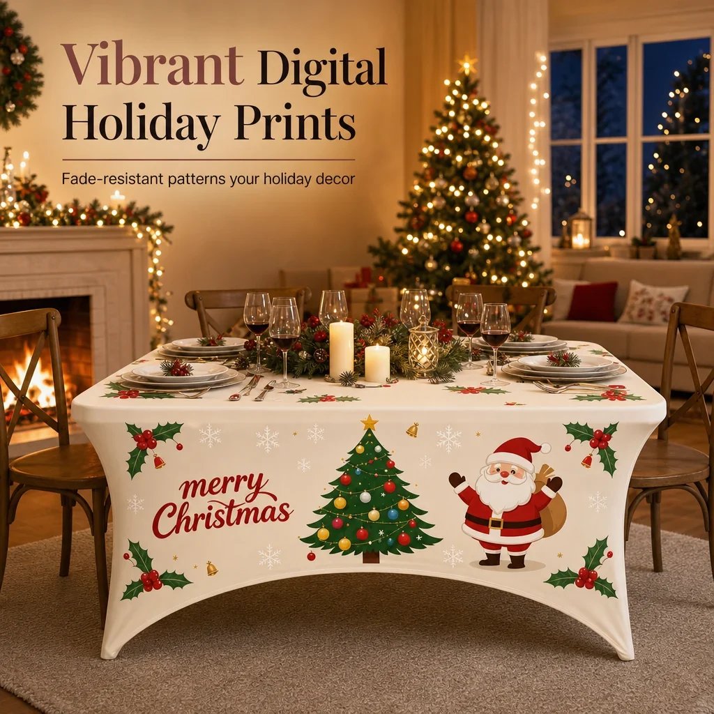 🔥HOT SALE🔥Christmas Stretch Fitted Table Cover for Rectangular Tables