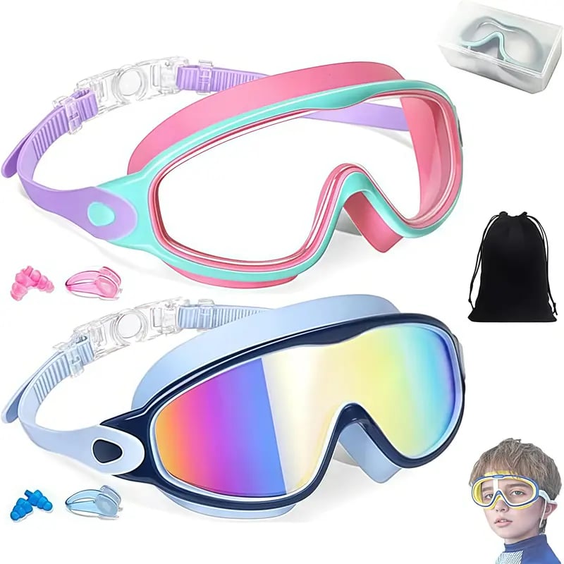MARISUN Kids Swim Goggles 2-Pack | Ages 3-15 | Anti-Fog UV Protection | HD Clear Vision