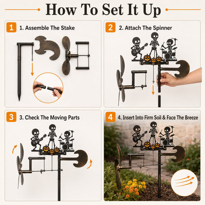 Halloween Skeleton Band Kinetic Wind Spinner