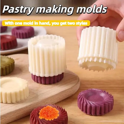 Sunflower-Patterned Round Hand-Press Mooncake Mold, French