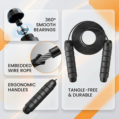 Weighted Speed Jump Rope – Adjustable Steel Cable with Ball Bearings for Fitness & Cardio
