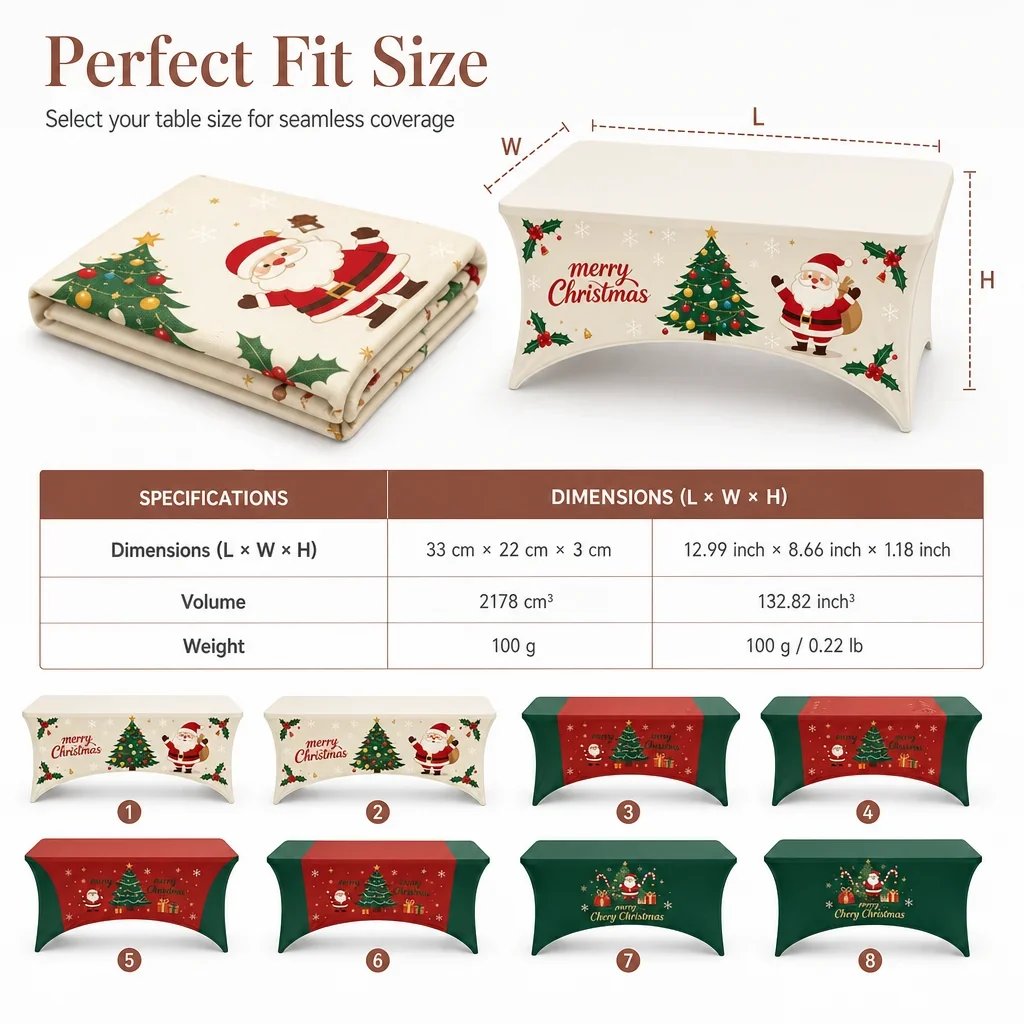 🔥HOT SALE🔥Christmas Stretch Fitted Table Cover for Rectangular Tables
