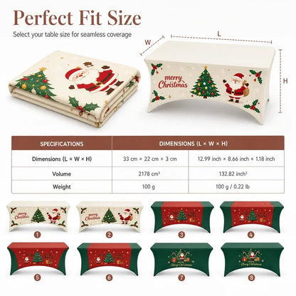 🔥HOT SALE🔥Christmas Stretch Fitted Table Cover for Rectangular Tables