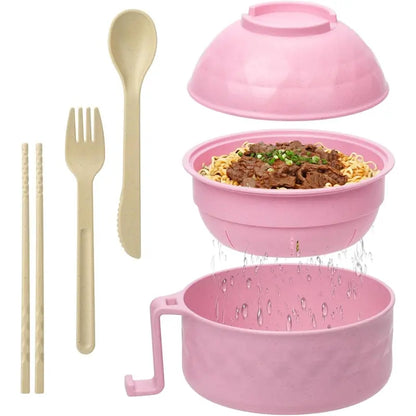 Colorful Round Bowls Complete Ramen Noodle Tableware Set