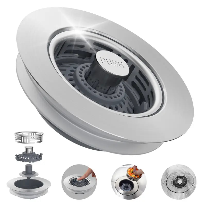 Upgraded 3 in 1 Kitchen Sink Drain Strainer