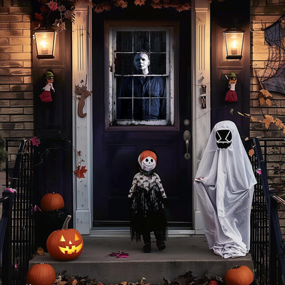 👁️ [Scare Neighbors] 3D Halloween Window Poster: Realistic Horror Scene