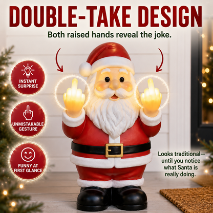 🎅 Mischievous Light-Up Middle Finger Santa Christmas Decor