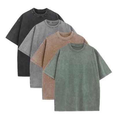 Vintage Washed Oversized T-Shirts – 4-Pack