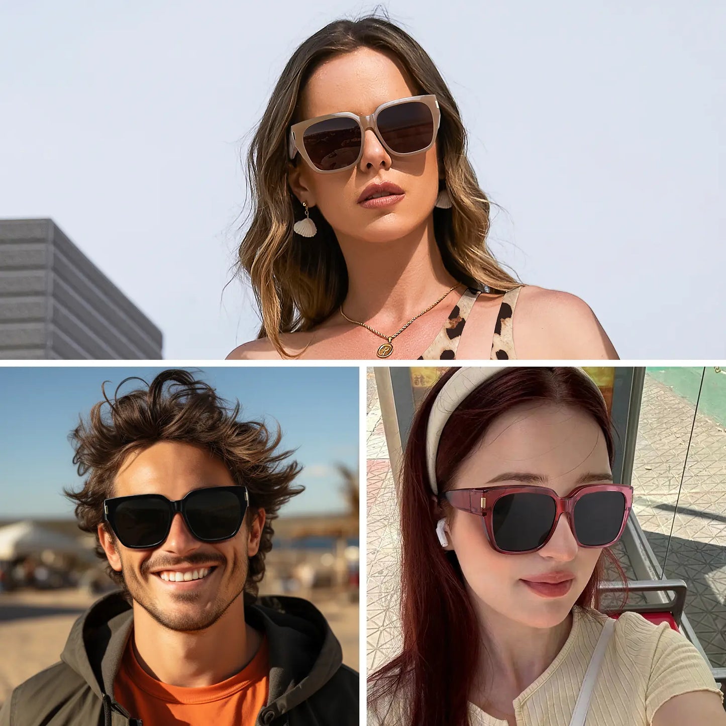 Polarized Fit Over Glasses Sunglasses for Women Men Trendy Square Wrap Around Shades UV400 Protection Lightweight & Durable