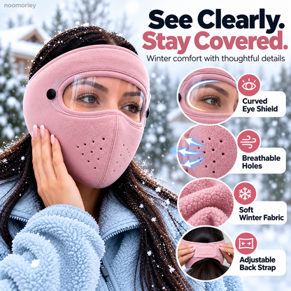 ❄️ Winter Face Cover with Clear Eye Shield – Adjustable Cold Weather Balaclava
