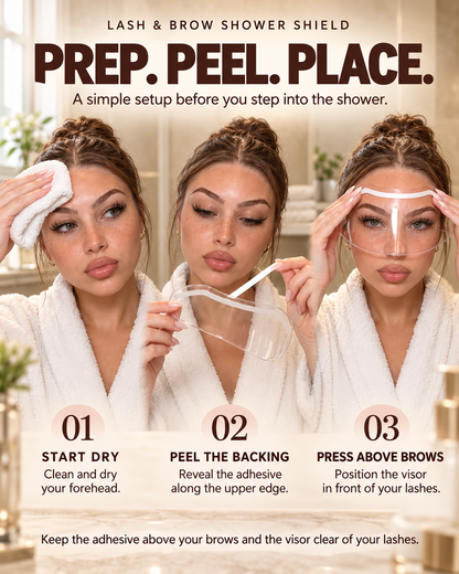 💧 Lash & Brow Shower Shield – Clear Adhesive Splash Guard for Lash Extensions, Brows & Easier Hair Washing
