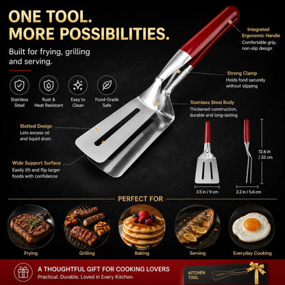 BUY 1 GET 1 FREE🍳 2-in-1 Stainless Steel Spatula Tongs – Grip, Flip & Serve
