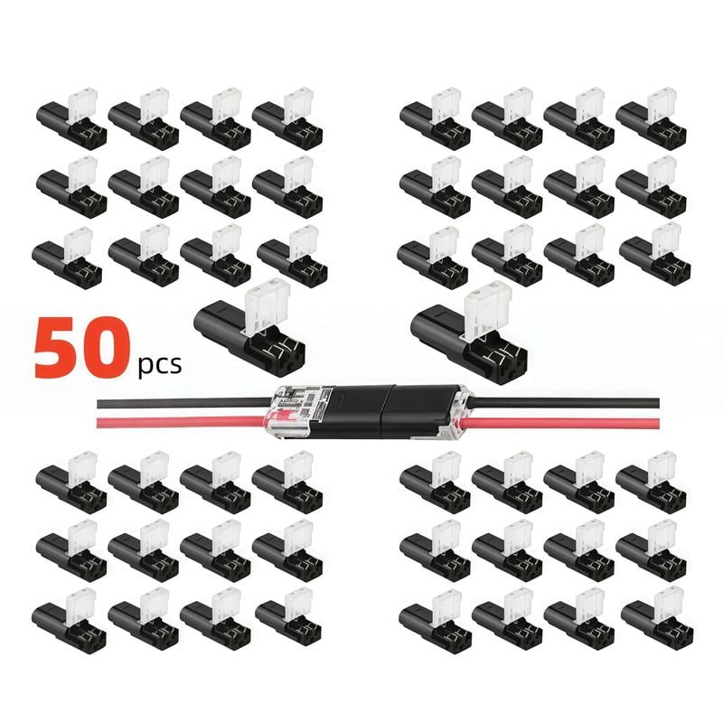 50 PCS Fast-Fit 2-Pin Double-Wire Plug-in Connectors