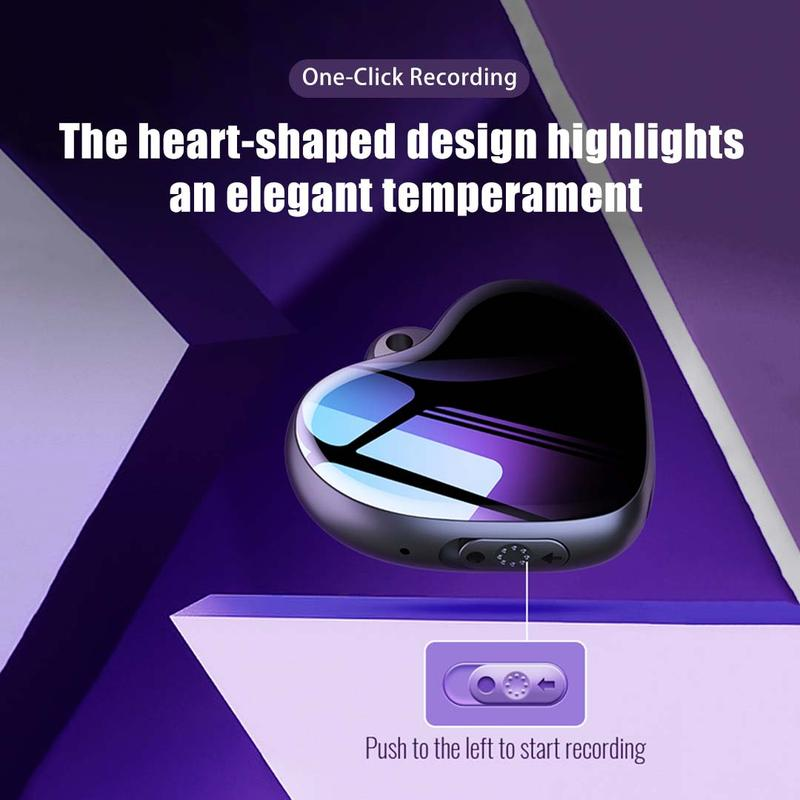 Mini Heart-shaped voice activated hidden necklace recorder