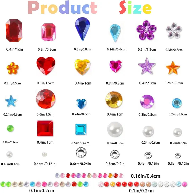 3500pcs Glossy Self-Adhesive Gem Stickers Bedazzling Kit