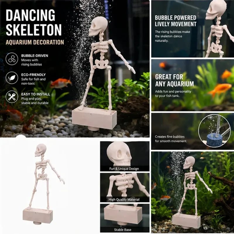 Dancing Skeleton Aquarium Bubbler