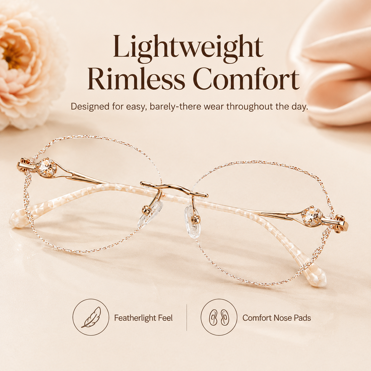 WOMEN'S DIAMOND RIMLESS ANTI-BLUE LIGHT PRESBYOPIA GLASSES