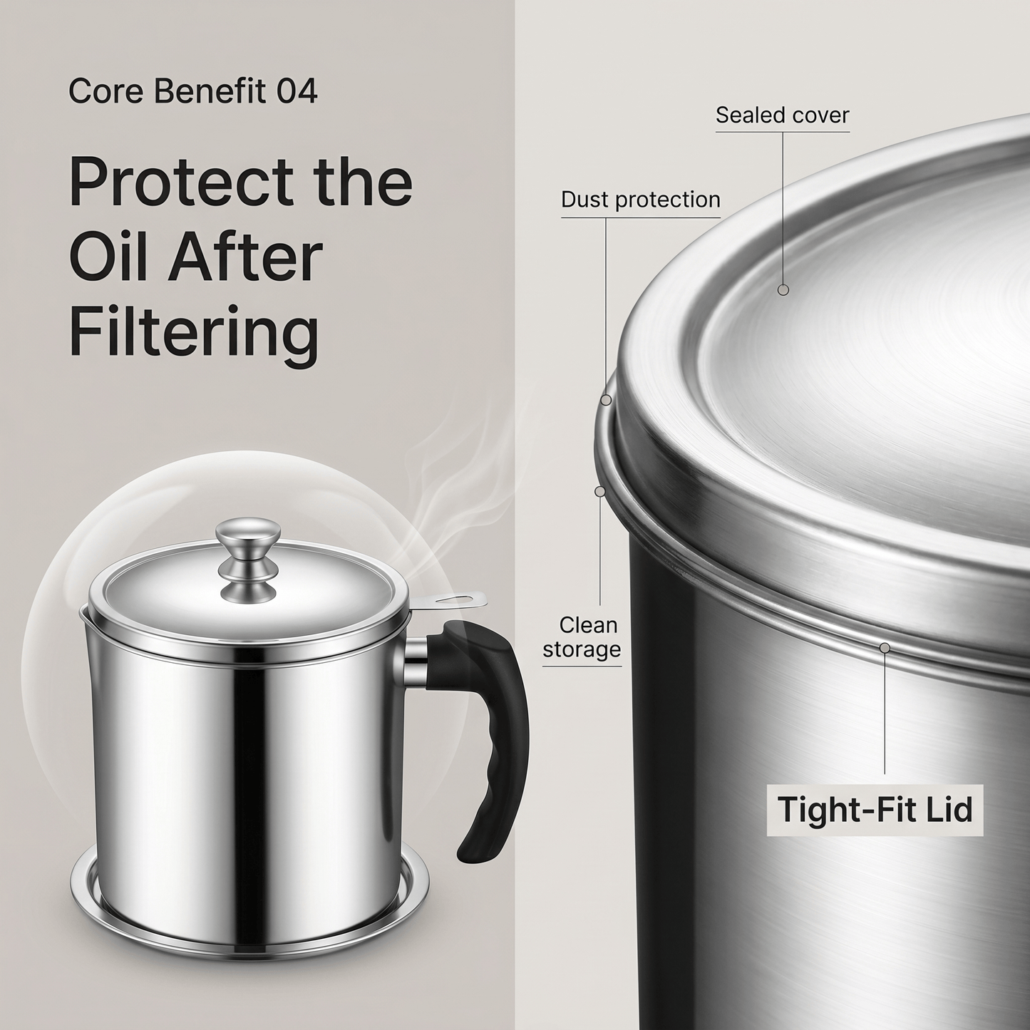 Stainless Steel Oil Strainer Pot-Say Goodbye to Waste, Hello to a Healthier Kitchen!